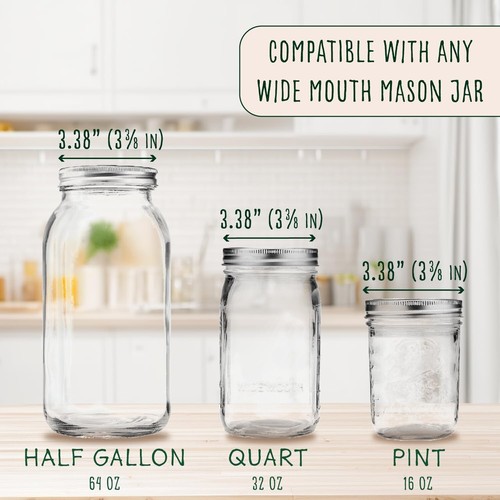 Elementi Sprouting Kit for Wide Mouth Mason Jars, Set of 2 Sprouting Lids, Sp... - Picture 7 of 7