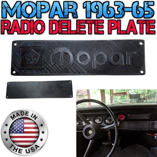 Mopar 1963-65 A-Body Radio Delete Plate 3D Printed Logo or Smooth Side - Bild 1 von 5