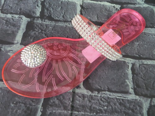 Jelly Sandal "MILAN" Women's Rhinestone Button Thong Flip Flop - Ann More - Picture 29 of 33