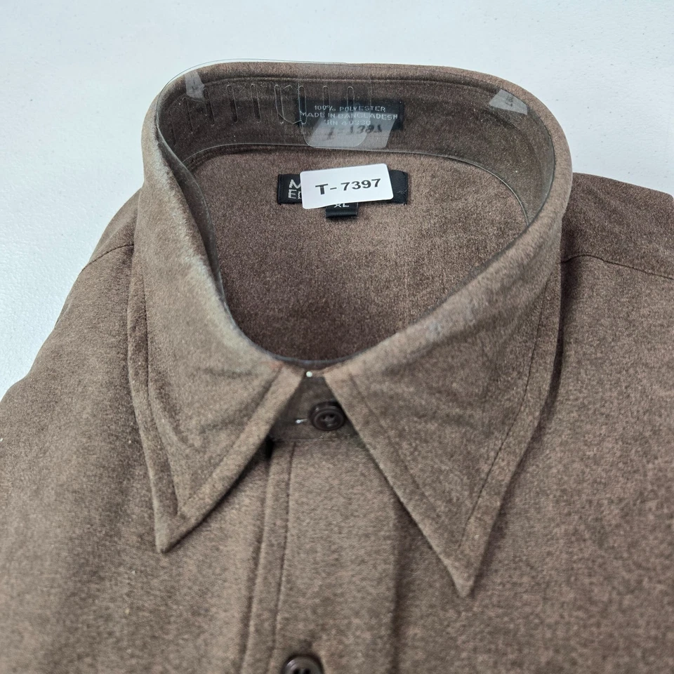 Camisa con botones Marc Edwards para hombre XL marrón franela manga larga nueva con etiquetas Foto 4 de 4
