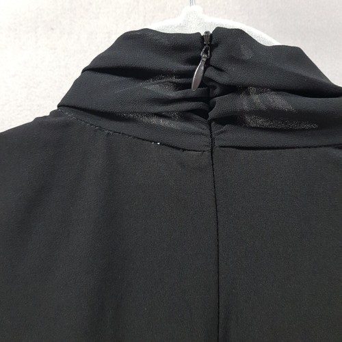 Calvin Klein Top Women's Small Black Tie Neck Ruched Side Sleeveless Stretch - Picture 7 of 11