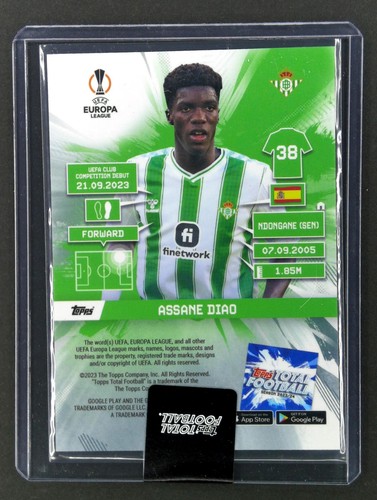 2023-24 Topps Total Football #658 Assane Diao Primera Edición RC Novato/99 12H - Imagen 2 de 2