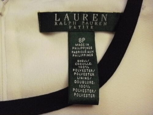 Lauren Ralph Lauren Petite Dress Women 8P Beige Black Lined Flare Sleeveless - Picture 2 of 11