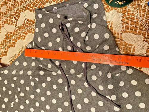 Women'sArianna-Howard Gray/White PolkaDot Oversized Shirt w/Cowl Collar,3/4 Sle. - Picture 8 of 14