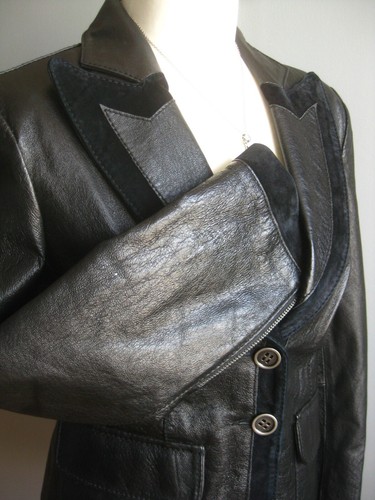 CHAQUETA DE CUERO 10 8 TUX DJ Blazer Solapa Ancha Novio Gamuza Steampunk DONNA - Imagen 11 de 11