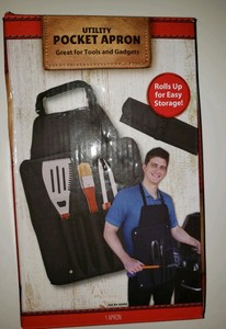Utility Pocket Apron Great for Tools Gadgets and the BBQ Grill Clean Handy Black