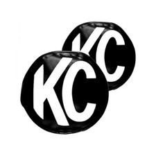 KC Hilites 6" Round Black Soft Vinyl Light Cover Pair w/ White KC Logo Universal