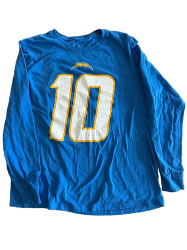 Justin Herbert Los Angeles Chargers Shirt Large Blue #10 Nike Tee Long Sleeve - 第 1/3 張圖片