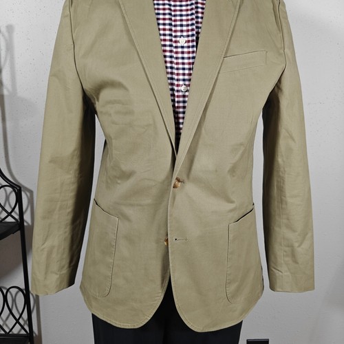 J.CREW Men's Sport Coat Blazer Two Button Dark Beige Cotton Twill Size 42R - Picture 9 of 14