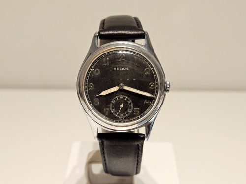 VINTAGE WW2 RARE SWISS MILITARY 35mm BLACK DIAL MEN'S WATCH "HELIOS"/MOV.AS 1130 - Picture 4 of 9