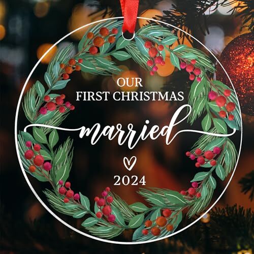 Engagement Gifts for Couples, Our First Christmas Married Married Acrylic - Picture 2 of 8