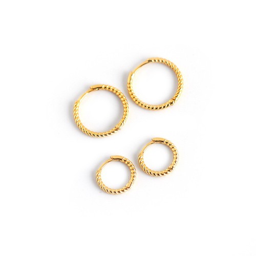 Classic Woman REAL S925 Sterling Silver Twist Huggie Hoop Earring Clip 1 Pair - Picture 5 of 5
