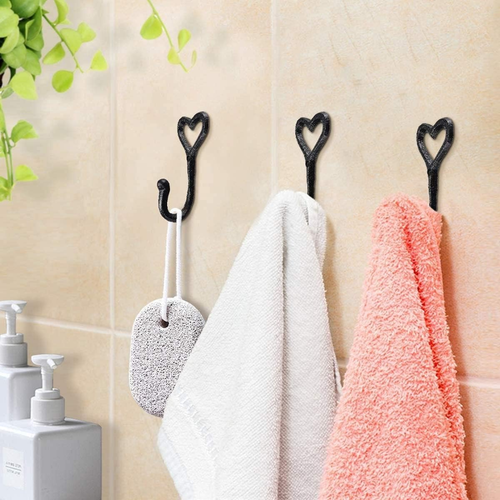 5pc Wrought Cast Iron Love Heart Hooks Wall Mounted Coat Key Towel Hanger Rustic - Picture 21 of 23