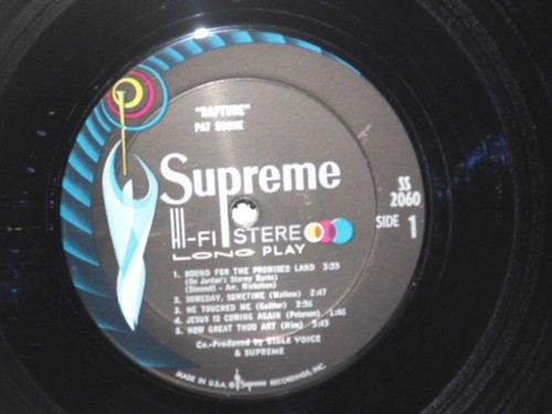 Pat Boone Rapture LP Supreme Records WSS-2060 Christian Religious Vinyl - Picture 2 of 3