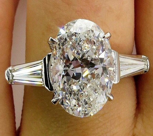 5.00Ct Oval Cut Moissanite Women's Solitaire Wedding Ring 14k White Gold Plated - Picture 3 of 8