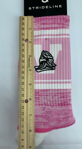 Calcetines deportivos para mujer STRIDELINE con correa rosa blanco vikingo logotipo compresión - Imagen 10 de 11