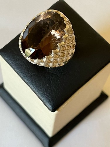 Men 925 Silver Ring Featuring Genuine Topaz Elegance Jewelry توباز ليزر مترش - Picture 5 of 16