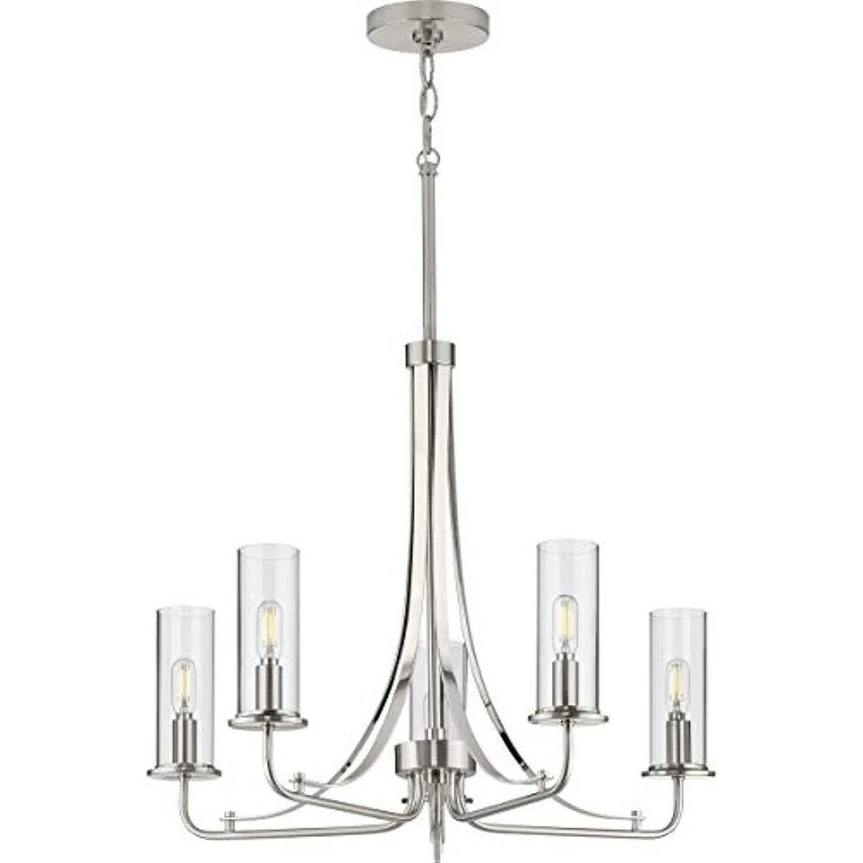 Riley Collection 5-Light Clear Glass New Traditional Chandelier Light Brushed - Image 2 of 4