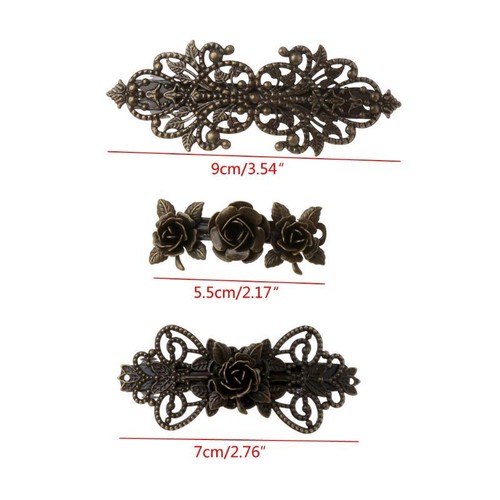 3 Pcs Women Hair Clips Hairpins Retro Vintage Metal French Barrette Hair Jewelry - Picture 8 of 8