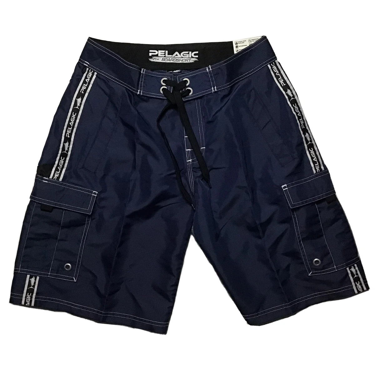 Pelagic Blackfin Classic Boatshort Board Shorts Size 30 Navy Blue 1003181003