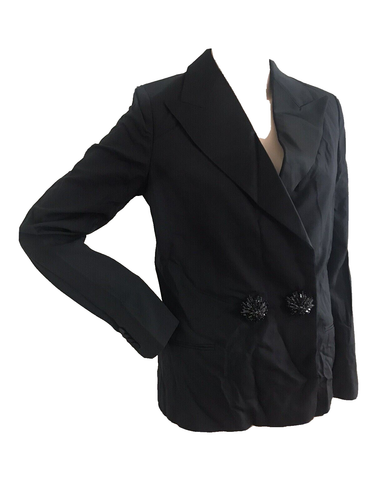 LANVIN H&M RARE BLACK WOOL SATIN FORMAL PARTY BLAZER JACKET UK 8 US 4 SMALL BNWT - Picture 4 of 12