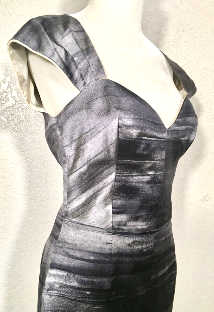 PRADA Dress Vintage Gray SILK Pattern Beautiful Unique