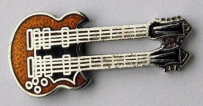 DOUBLE NECK 12 AND 6 STRING MUSIC ROCK GUITAR LAPEL PIN BADGE 1 INCH