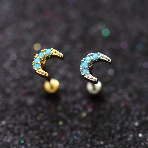 20g Blue Turquoise Ear Climber Helix Conch Ring Ball Bar Stud Piercing Earring - Picture 30 of 117