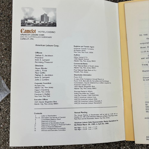 American Leisure Corp Camelot Hotel/Casino Annual Report 1981 Merv Griffin - Picture 2 of 5