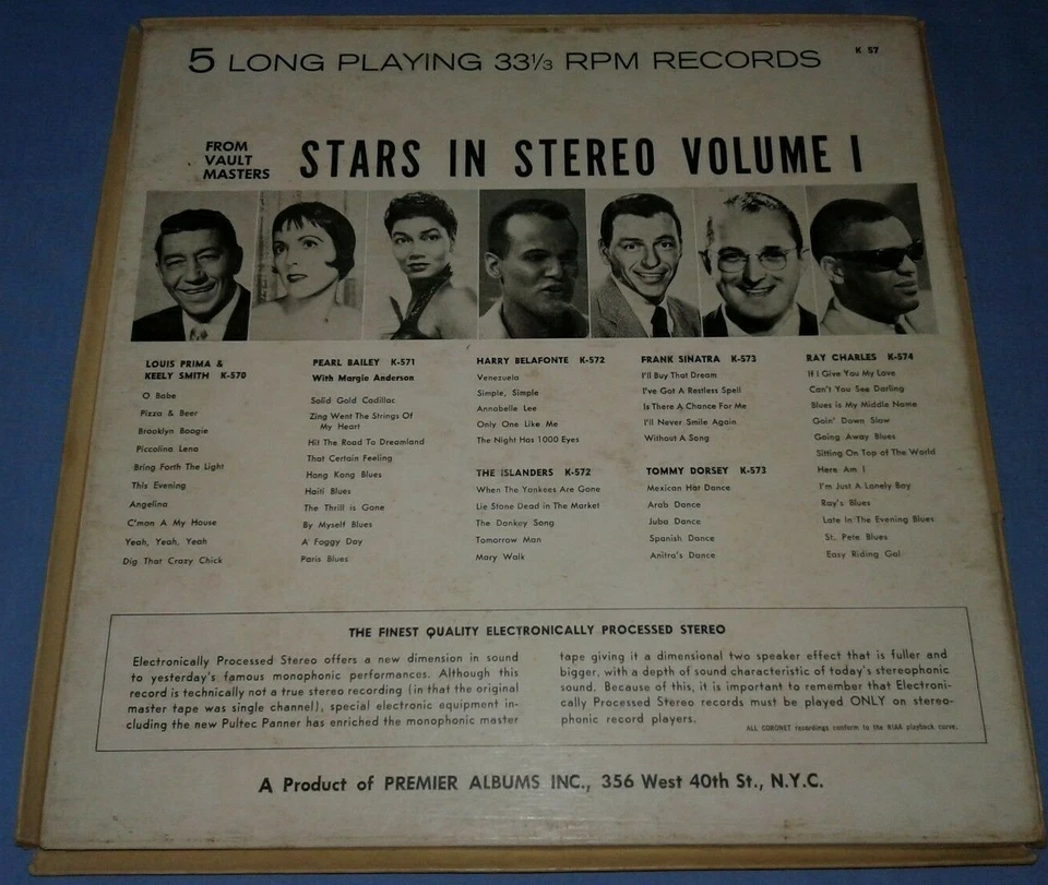 "Stars in Stereo” 33 rpm 10 LP Set with Frank Sinatra, Ray Charles, Louis Prima - Image 3 of 4