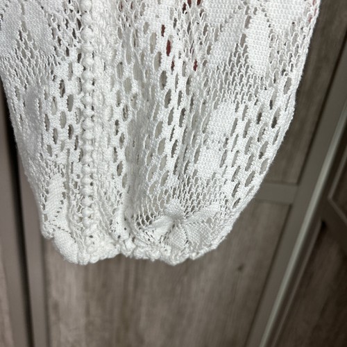 Love Shack Fancy Cropped White Lace Top Blouse Dorabella Sz L - Picture 8 of 11