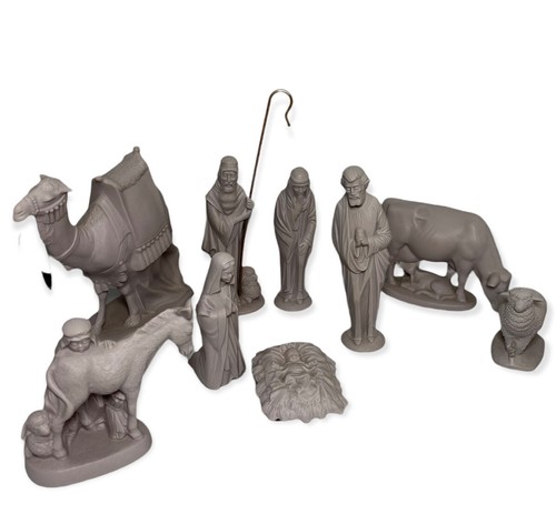 Vintage formy byron białe ceramiczne szopka 9 sztuk zestaw religijne 1973