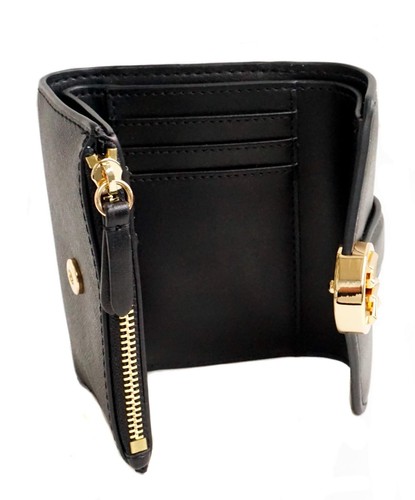 Michael Kors Portemonnaie Geldbörse Geldbeutel Carmen MD Flap Blfld Schwarz neu - Photo 7 sur 10