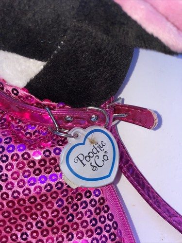 Poochie & Co White & Black Puppy Dog with Hot Pink Sequin Purse Bag & Pink Dog - Picture 5 of 12