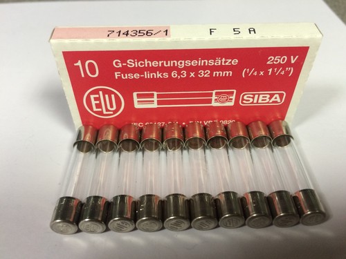 F5A250V SIBA 7005960 5A 189000 Quick Blow GlassFuse 6x32mm 250V Pk5/Pk10 JPSF397 - Picture 1 of 3