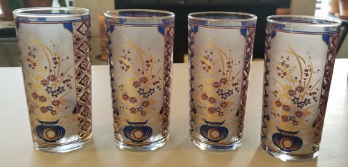 Set Culver Vintage - 4 MCM Imari Asiático Hi Ball Gafas Rojo Azul Oro 22K Preciosas - Imagen 3 de 13