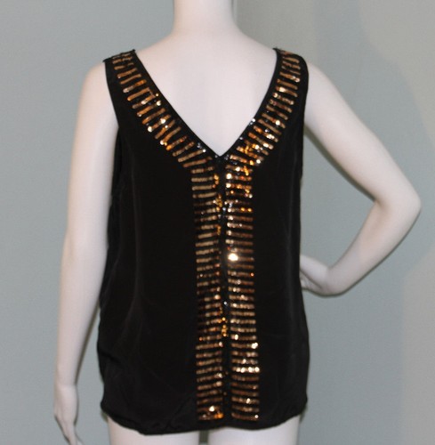 NWT Women's Patterson J. Kincaid Black Gala Sequin Sleeveless Top Sz M Medium - Picture 8 of 12