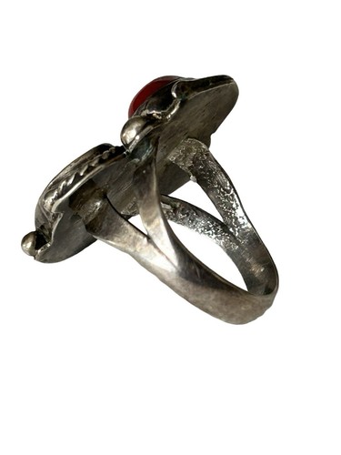 70er Jahre FABELHAFTER Navajo Sterlingsilber Türkis und Koralle Ring Größe 8 - Bild 6 von 7