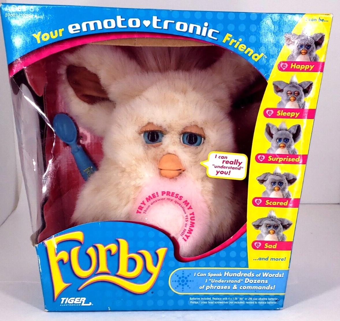 Big FURBY 2005 Beige Pink Rare Blue Eyes Emoto-Tronic Big FURBY 2005 Beige Pink Rare Blue Eyes Emoto-Tronic