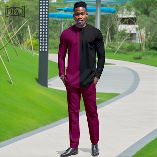 Conjunto de 2 piezas de chándal africano para hombre camisa y pantalón manga completa conjuntos Dashiki - Imagen 14 de 18