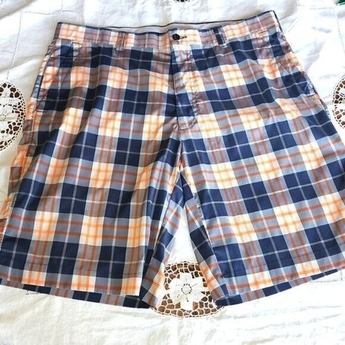 Callaway Golf Embroidered Logo Plaid Flat Front Athletic Sz 36 Shorts w Pockets - Picture 1 of 10