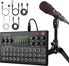 RHM Podcast Equipment Bundle, All-in-One Audio Interface DJ Mixer with broadcast