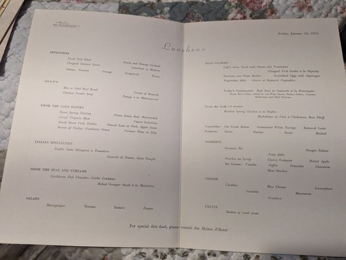 1975 Victoria Cruise Line menu déjeuner - Photo 2/5