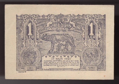1920 Romania 1 Leu Pick#26 AU serial # 0777 - Picture 2 of 2