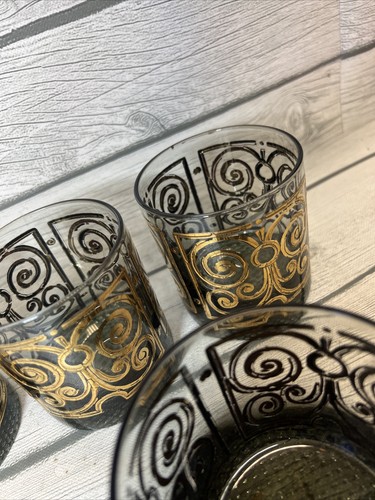 SET 5 BICCHIERI MCM BAROCCO EBANO FUMÈ NERO ORO OLD FASHIONED PALLA ALTA 3,5" - Foto 11 di 14