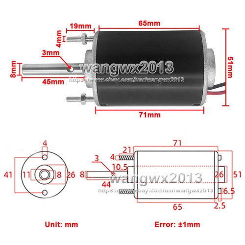1pcs DC12-24V 3500-7000RPM High Speed Large Torque Carbon Brush DC Motor CW/CCW - Picture 7 of 7