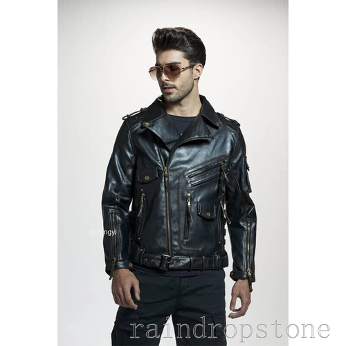 Fashion Men's Jacket Motorcycle Winter PU Leather Jacket Zip Casual Pocket Coat - Picture 11 of 25