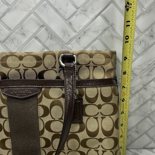 Coach New York D1405-F28504 Signature Canvas Handbag W/Leather Handles Purse Bag - Imagen 3 de 10