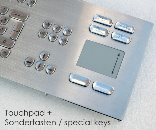 USB Steel Keyboard Stainless Windows XP 7 10 11 Qwertz with Touchpad V305 - Picture 5 of 8