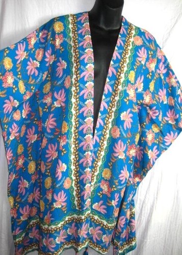 Nanette Lepore Polynesian Kimono Swimsuit Cover Up Size XS Floral Turquoise $148 - Picture 5 of 7